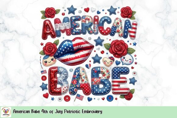 American Babe 4th of July Patriotic Embroidery