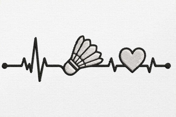 Badminton Heartbeat Life Embroidery