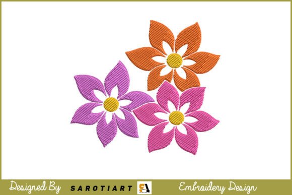 Beautiful Trio Flower Embroidery Design