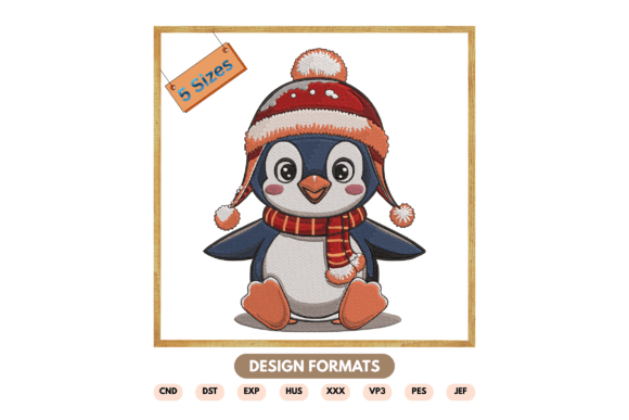 Christmas Penguin Embroidery Design