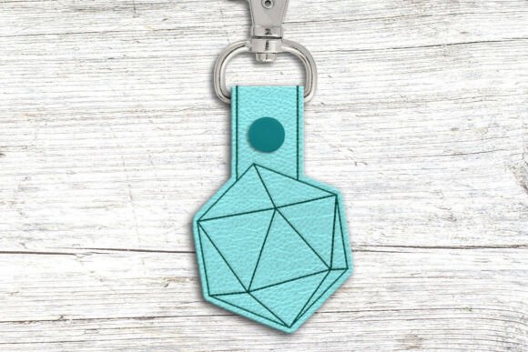 D20 Key Fob ITH Applique Embroidery