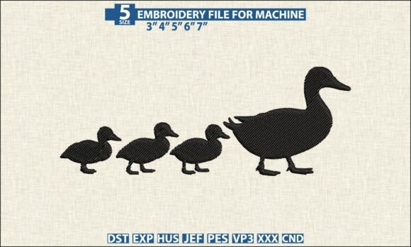 Duck Family DST PES Machine Embroidery