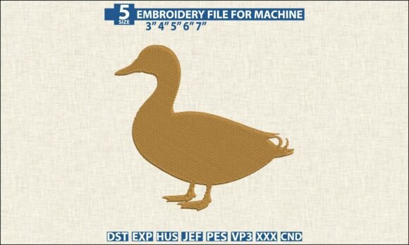 Duck Silhouette DST PES Embroidery Files