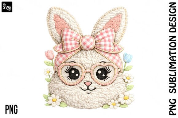 Easter Bunny Embroidery PNG Sublimation