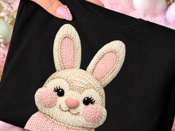 Embroidery Faux Yarn Crochet Easter Rabb