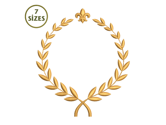 Fleur De Lis Laurel Wreath Embroidery