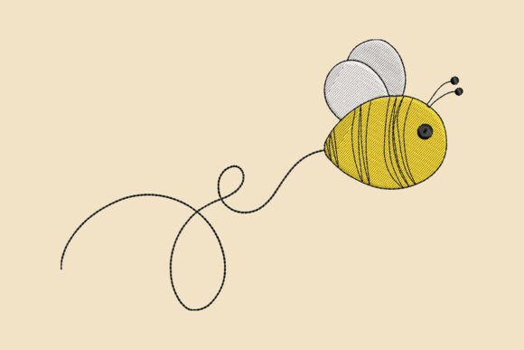Flying Bee Embroidery Design