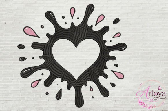 Heart Splash Embroidery Design