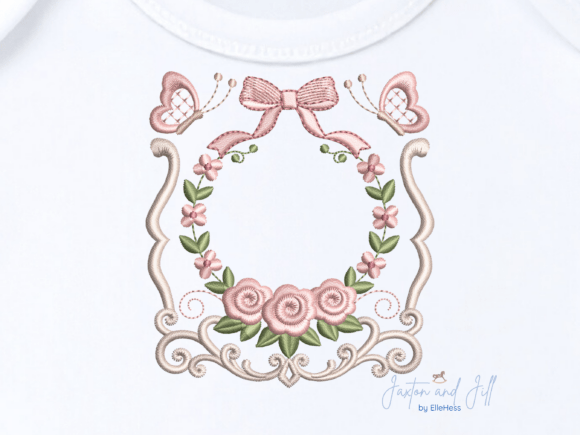 Heirloom Floral Oval Frame Embroidery