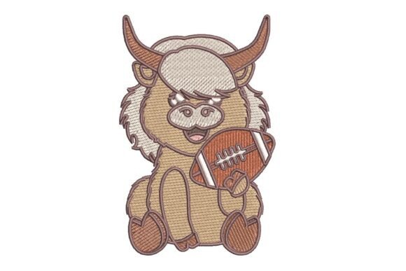 Highland Bull Football Embroidery