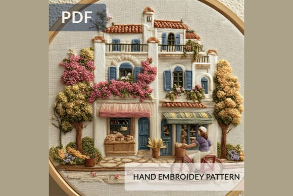 Mediterranean Street Embroidery Pattern