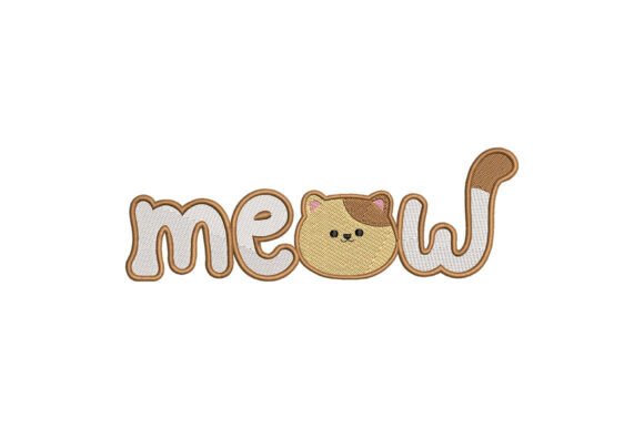 Meow Cat Word Embroidery