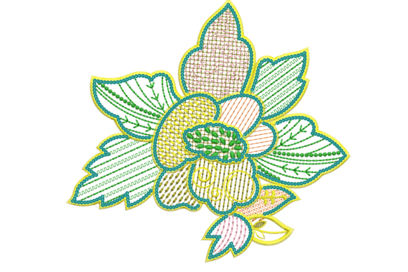 Multicolor Flower Embroidery Design