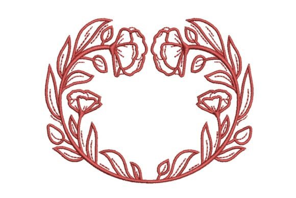Red Poppy Wreath Embroidery