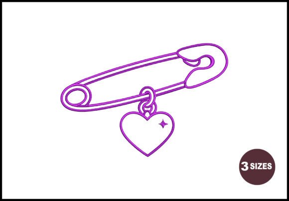 Safety Pin Heart Embroidery Design