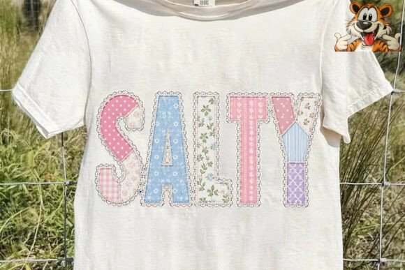 Salty Faux Embroidery Patch PNG