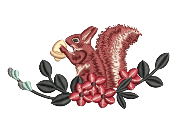 Squirrel with Hazelnut Embroidery