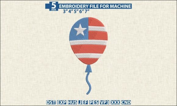 USA Flag Balloon Embroidery Design