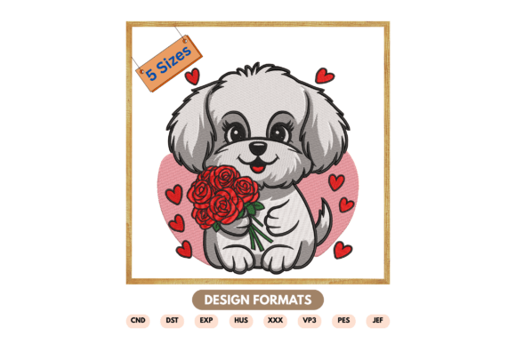 Valentine Dog Machine Embroidery File