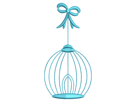 Vintage Birdcage Embroidery Design