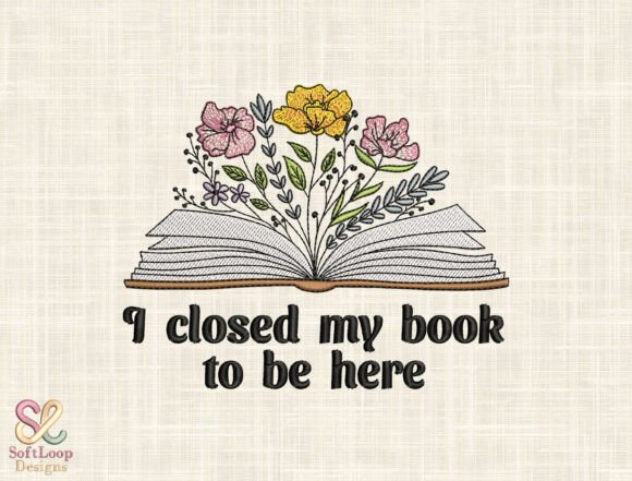 Whimsical Bookish Embroidery Design